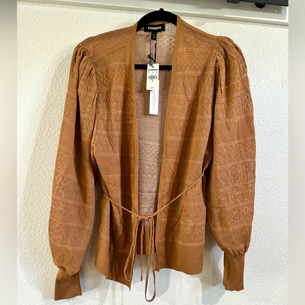 Express Belted Open Stitched Cardigan